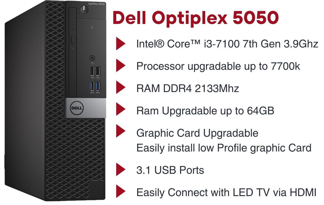 DELL Optiplex 5050 Core i3 7Th Gen 3.9Ghz + 8GB /12GB/16GB/24GB