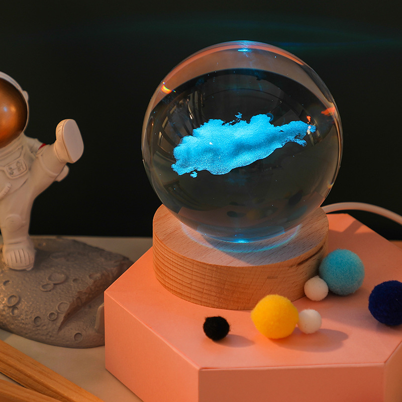 3D Crystal Ball Laser Engraving Solar System LED Ball Light
