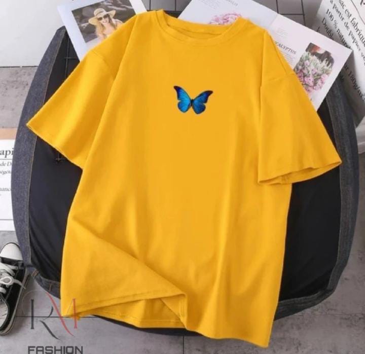 New Design Butterfly Printed Amazing Trendy TShirt Half Sleeve Round Neck T Shirt For Girls And Women