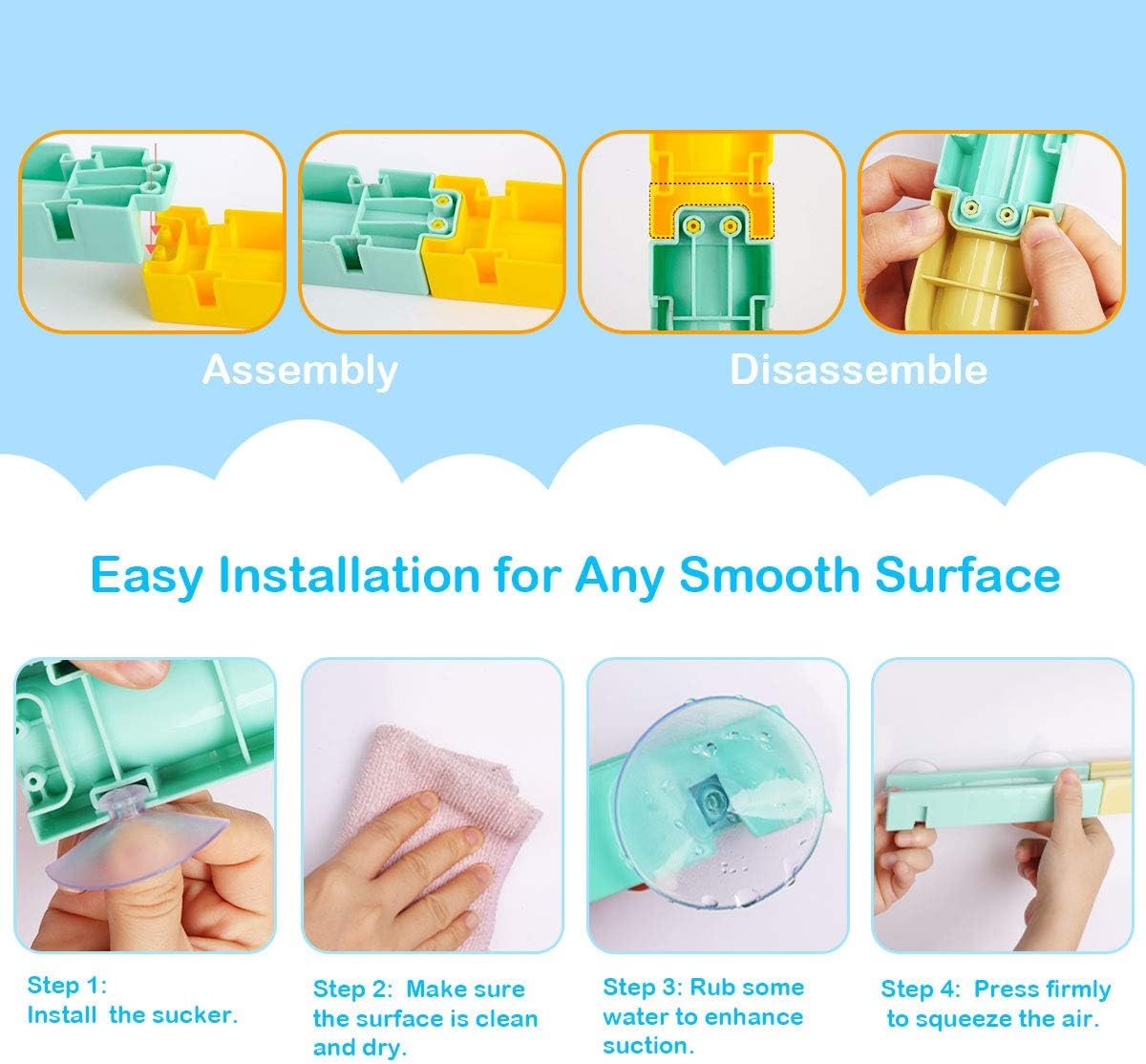 Children'S Bath Toys Set, 24Pcs Diy Slide Waterfall Track Stick With Suction Cup And Wheels Water Ball Shower Floating Bathtub Toy Summer Children Bathtub Gift For Kids Boys Girls