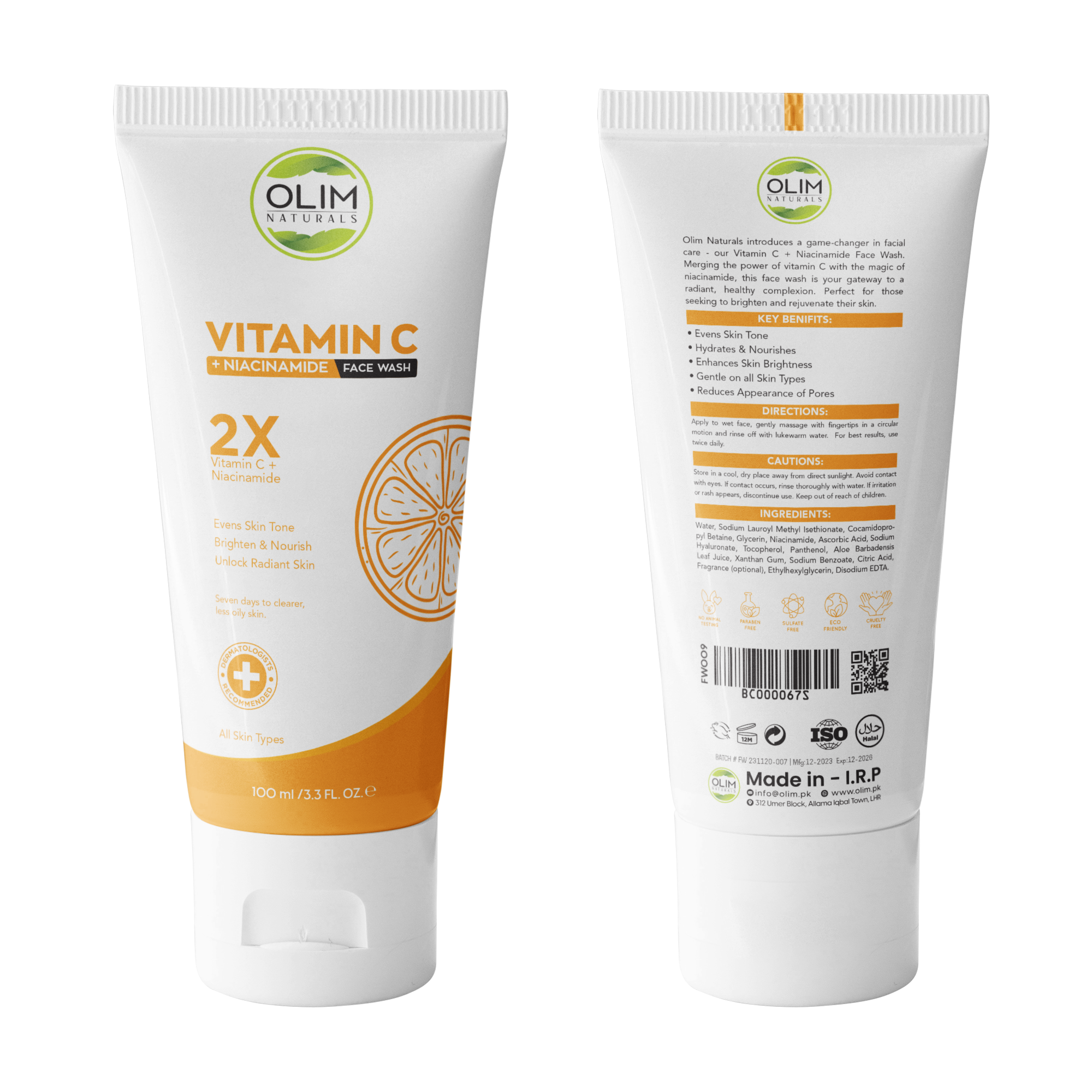 Olim Naturals - Vitamin C Face wash Foaming: Deep-Cleansing, Oil ...