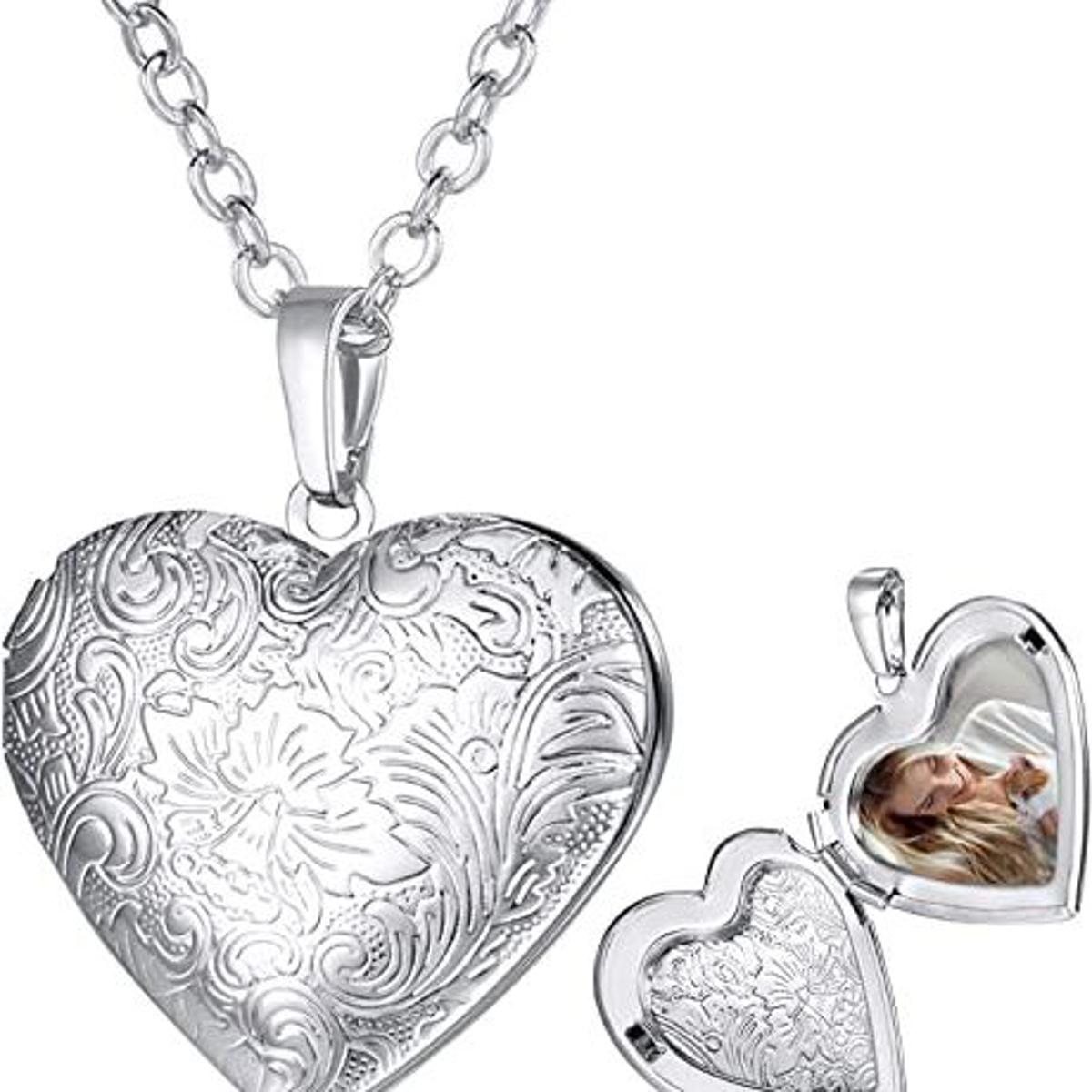 Love Heart Locket Necklace Pendant DIY Photo Picture Locket Vintage Gift For Lover Couples