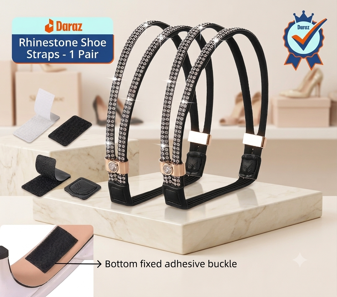 1 Pair High Heels Ankle Strap Crystal Diaond Shoe Lace Adjustable Elastic Band for Loose Heels, Flats & Sandals