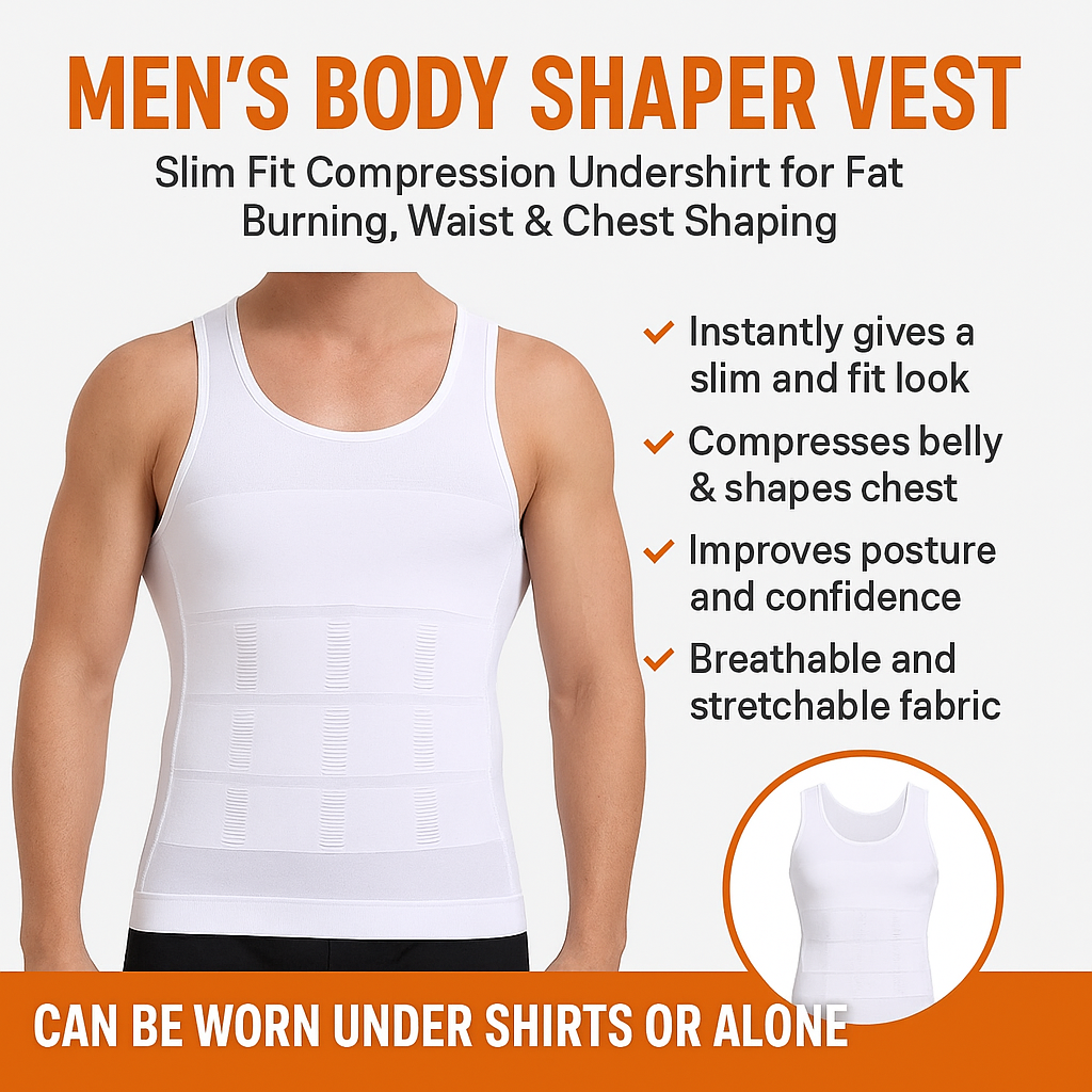 Men Body Shaper Slimming Vest – Hot Slim Fitness Compression Shirt for Belly Fat, Waist Slim & Chest Shape