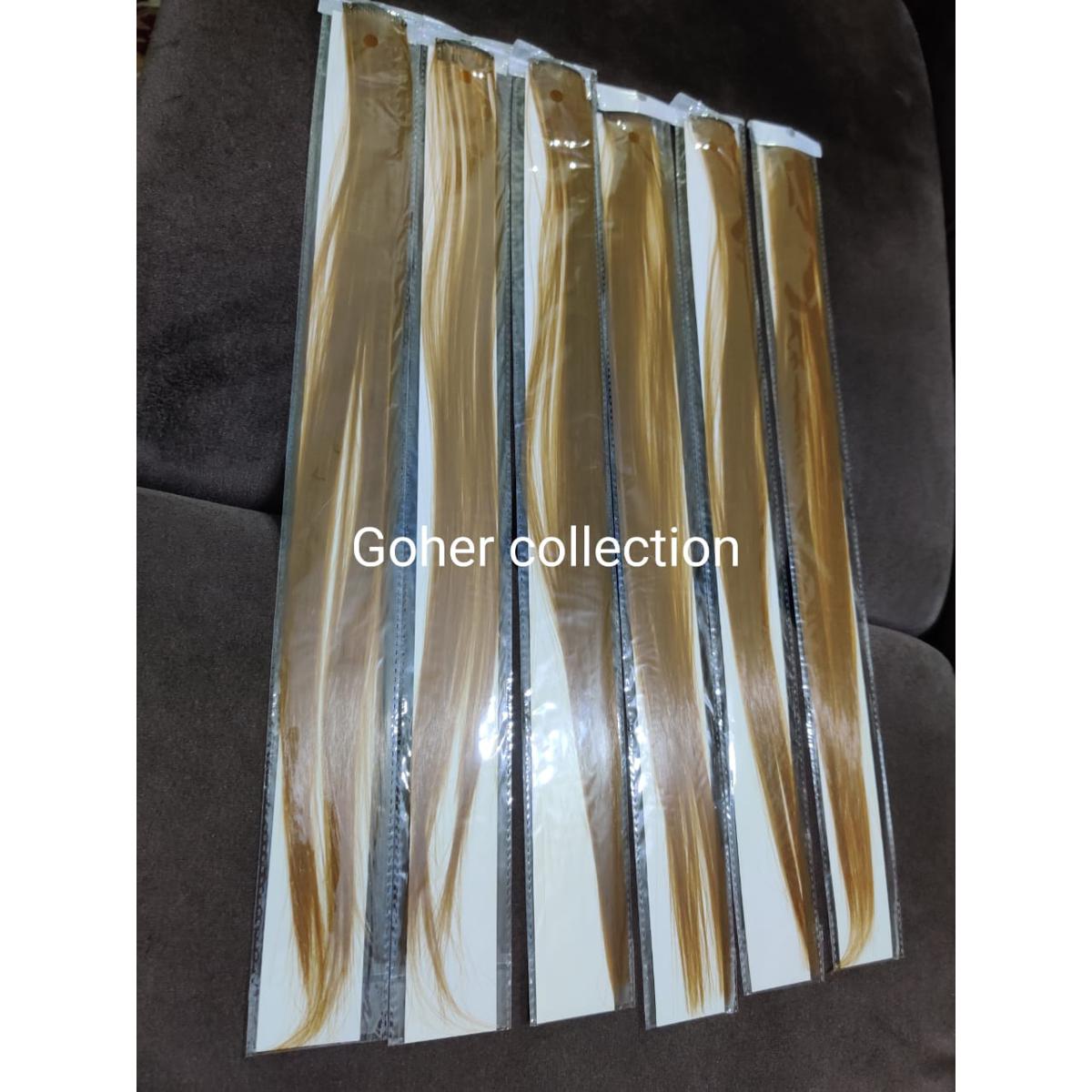 6 pieces blonde-golden single clip hair extension for girls