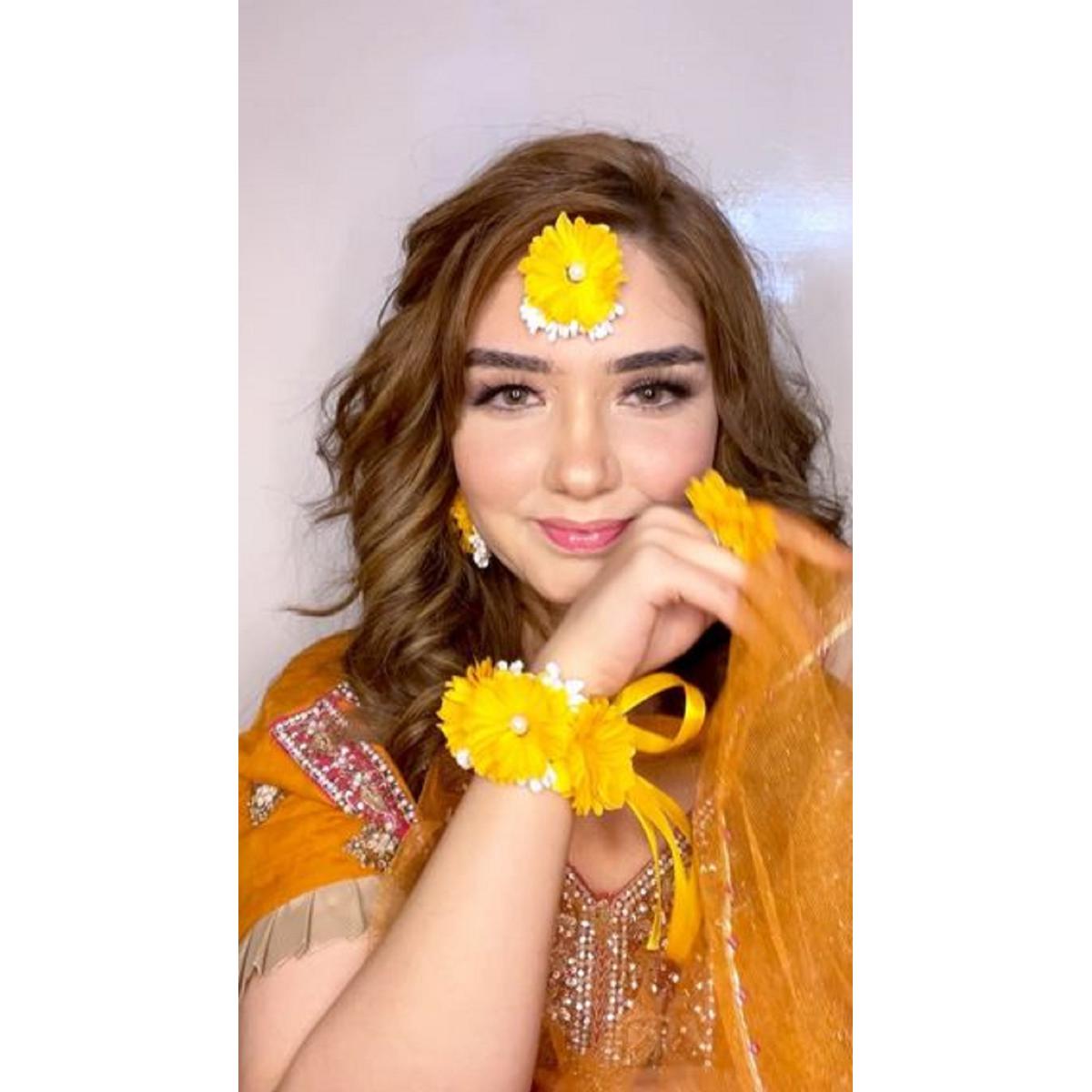 Bridal  jewellery set, Bridal jewellery set Mehndi, mayon flower jewelry , Mehndi accessories,  Mehndi Jewellery set for girls for Bridal
