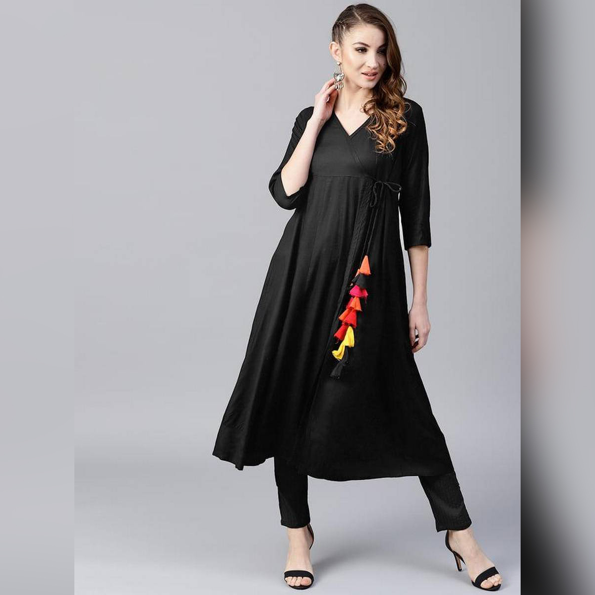 black angrakha frock