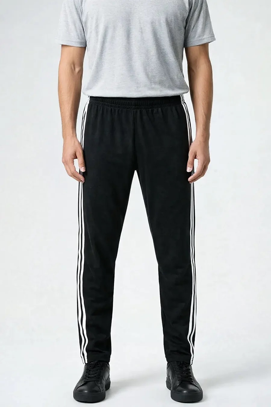 Men’s Essential Side Stripe Jogger Trouser – Black Casual Sports Track Trouser, Comfortable Cotton Blend Gym Wear Trouser