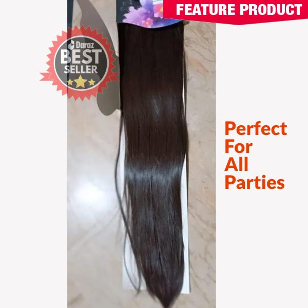 Dark Brown Clip-In Hair Extensions for Girls - 5 Clips synthetic hair extension