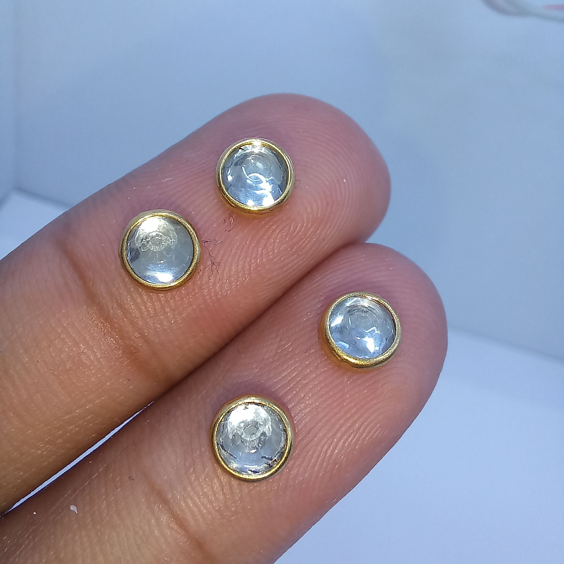 Metal Kundan Stone Round Beads – 250pcs DIY Jewelry & Craft Findings.