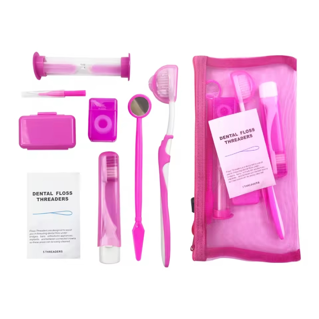 Braces Cleaning Kit for Teeth, Portable Orthodontic Hygiene Kit, Oral Care Dental Travel Kit, Interdental Brush Dental Wax Dental Floss Toothbrush.