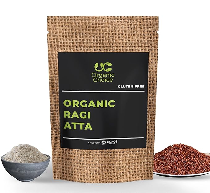 Organic Choice Ragi Atta (Finger Millet) 1kg - Gluten-Free Flour For Digestive Health,Diabetes Control & Weight Management - Rich In Protein,Fiber,And Antioxidants