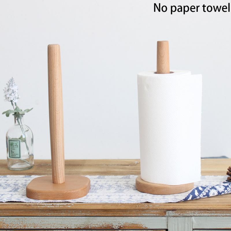 Upright Wooden Kitchen Roll Holder Free Standing Paper Towel Holder Creative Tissue Holder For
