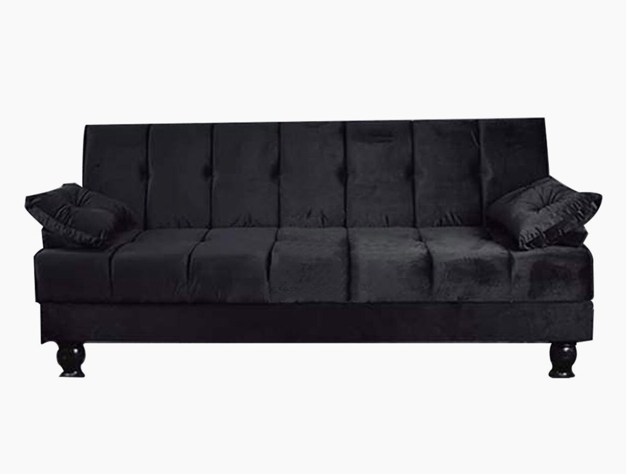 Galaxy Sofa CumBed Imported velvet Fabric Dark Grey Colour Armless Compact Living Spaces, Guest Rooms, Apartments, Offices,