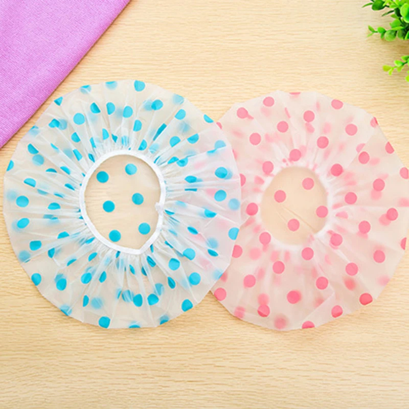 Waterproof Shower Caps Elastic Reusable Plastic Bathing Hair Cap Lady Salon Hat for Kids Girls and Women, Assorted Patterns