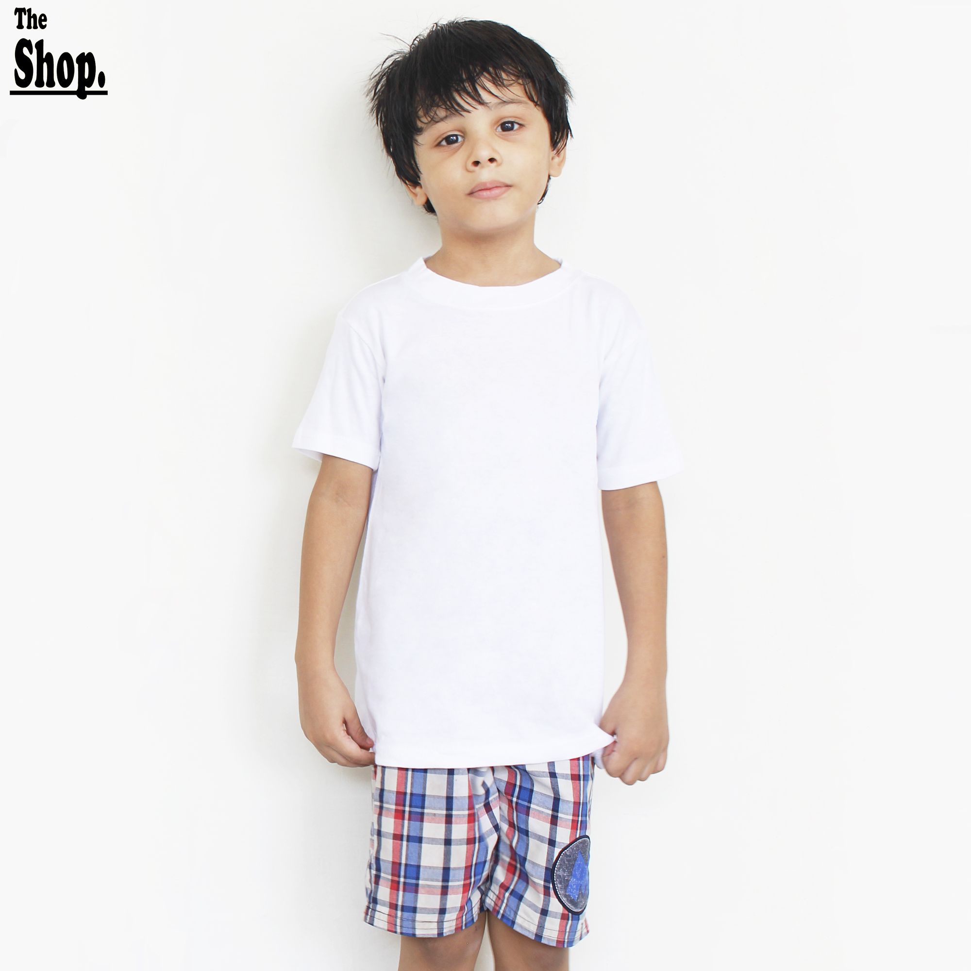 The Shop - White Basic T Shirt For Boys & Girls Kids, Round Neck Half Sleeves Tshirt, 1 Years To 14 Years - WHT-P1