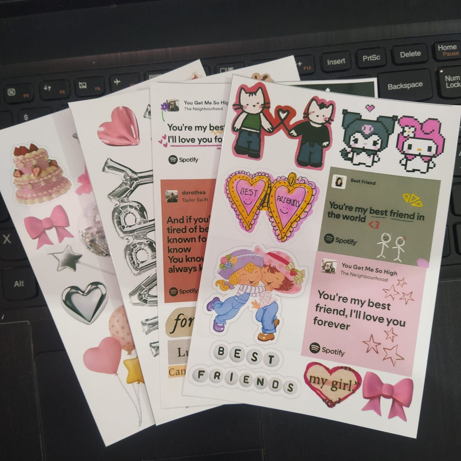 40+ pcs in 4 AESTHETIC BIRTHDAY ILY STICKERS uncut sticker sheets 5.8x4.1 inches cute stickers best for journalling cute cool laptop