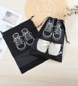 Pack of 12 Shoe Bags for Travel Dust-proof Clear Window Non-Woven with Rope packing luggage suitcase Pouch Storage Organizer for Men and Women