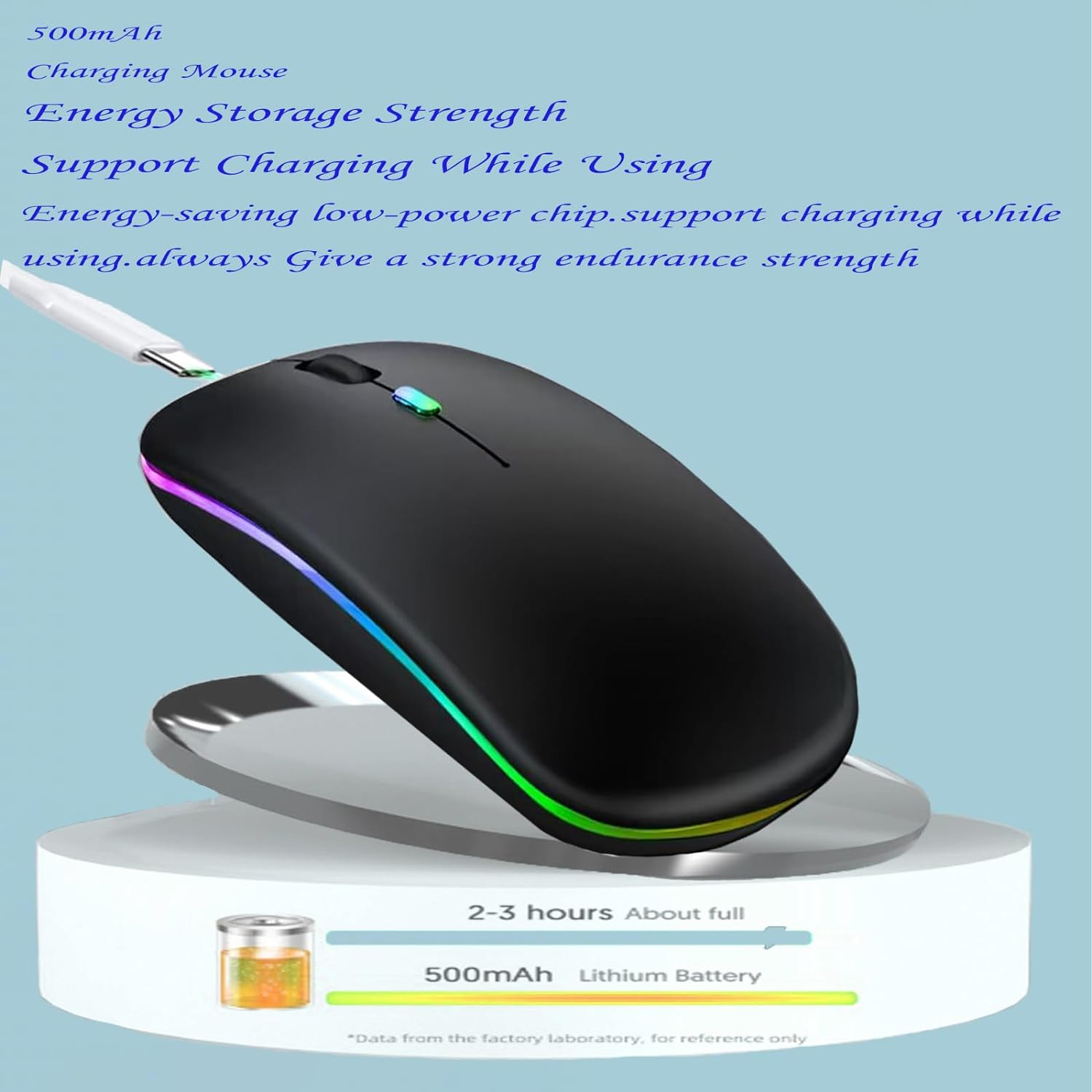 RGB Wireless & Bluetooth Mouse – Slim, Silent, Dual Mode with Adjustable DPI