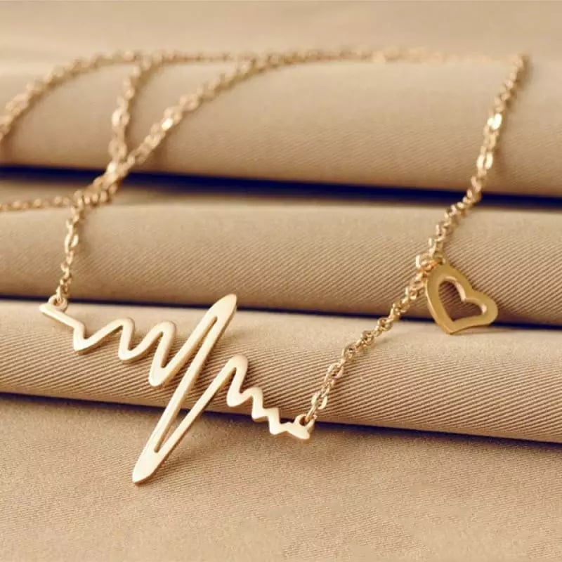 ECG Heart Beat Necklace For Girls & Women - Silver & Gold Color