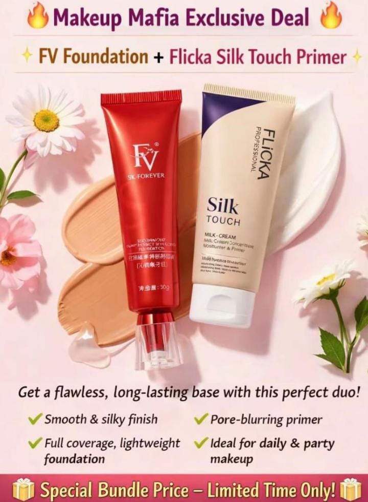 FV Foundation + Flicka Silk Touch Milk Cream Deal | Smooth Finish Makeup & Hydrating Whitening Cream Combo