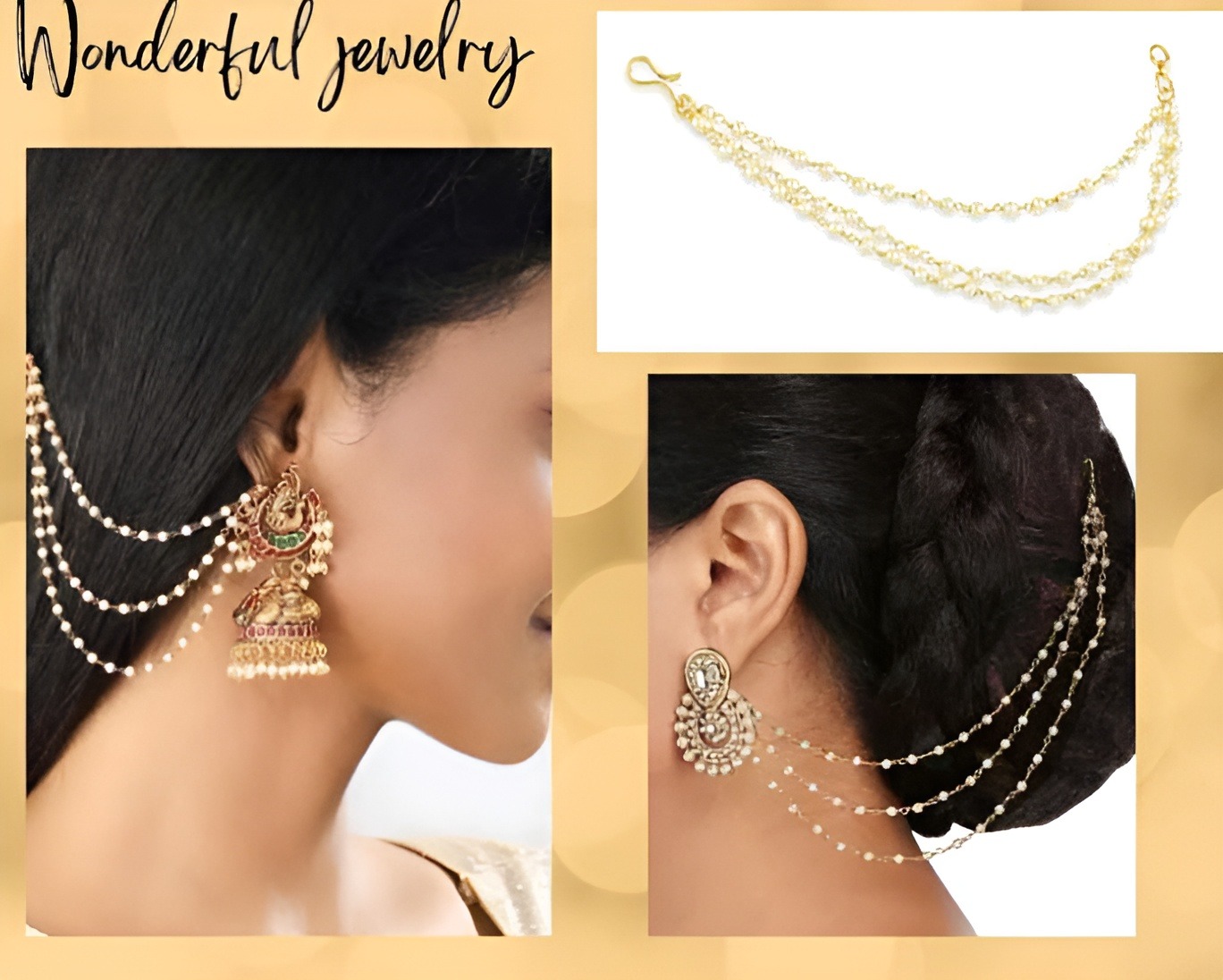 Beautiful simple 3 step Sahara earrings elegant design 3 colour available White Golden Silver