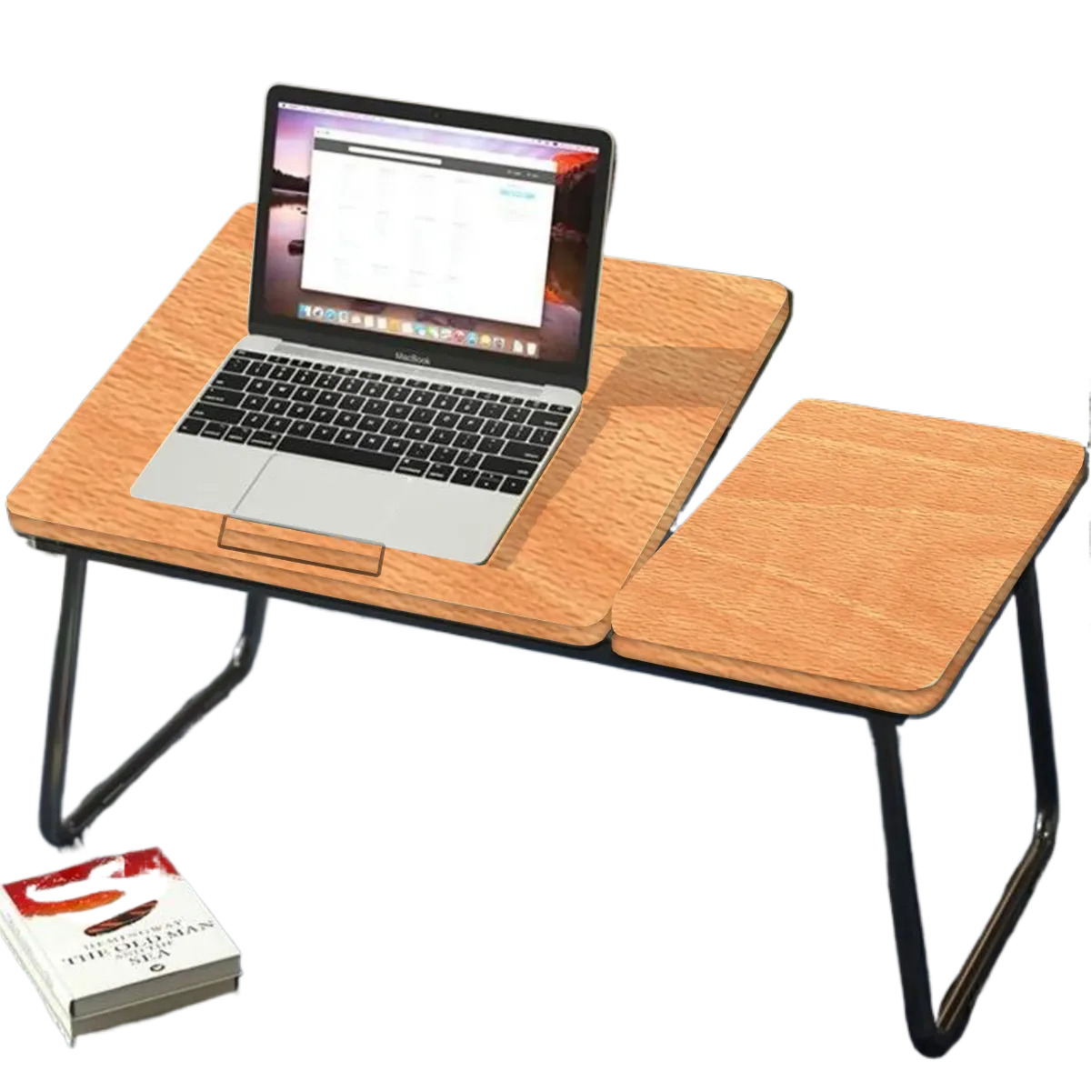 Energy - ENRG Wooden Gaming Laptop Table With Fan And Simple For Bed Foldable Stand Ergonomic Portable Drawing Notebook Reading Food Breakfast Serving With Inbuild Tablet And Cup Holder Slots Couch Black Brown Pink Yellow Green White Blue