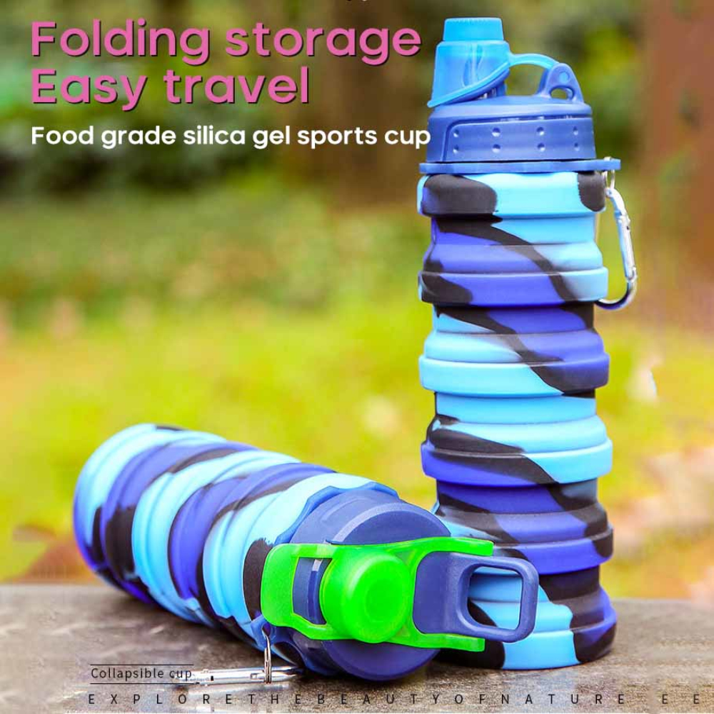 Bicycle Foldable Water Bottle Leakproof Cycling Water Drink Bottle Creative Telescopic Portable Outdoor Drinkware Bottle 1-Pcs