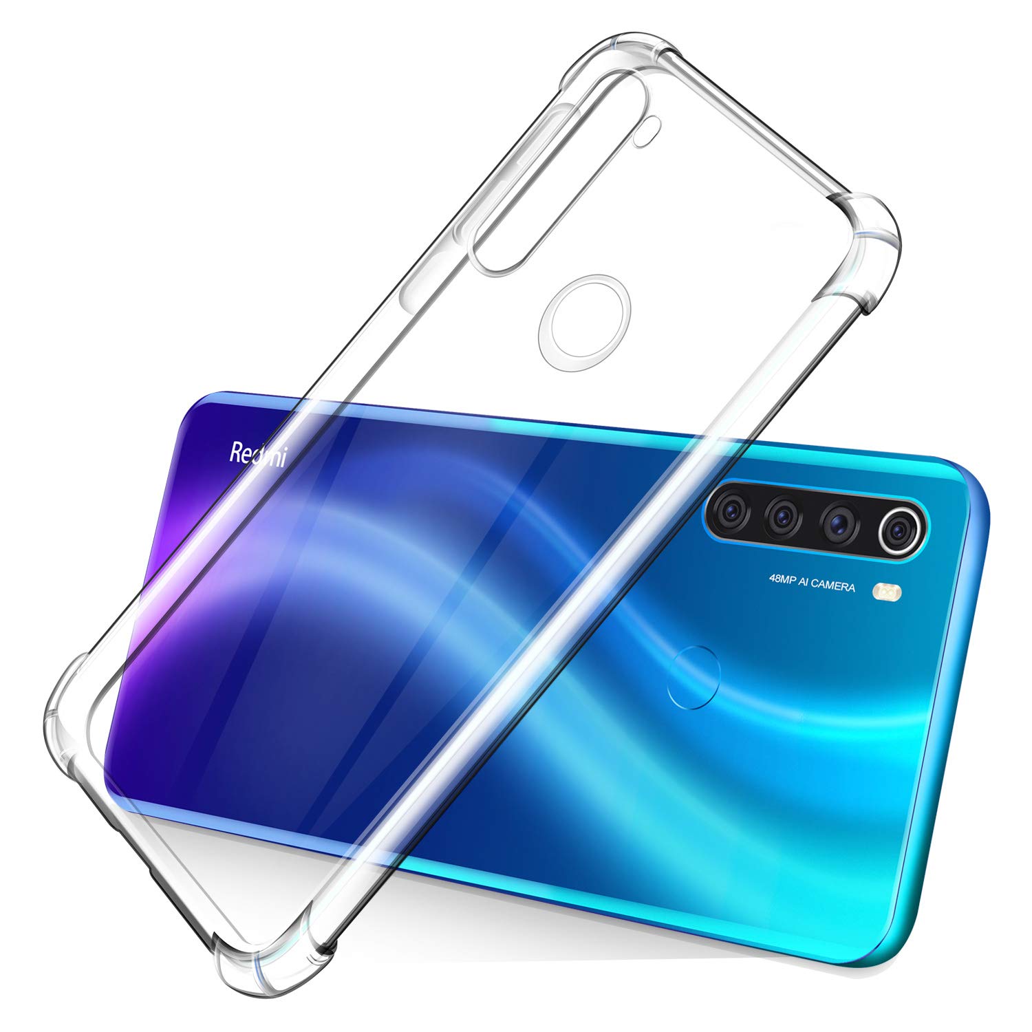 Xiaomi Redmi Note 8 Soft TPU Transparent Case, Shockproof Back Cover with Camera Protection, Slim Design