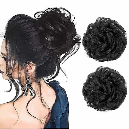 New Arrival Synthetic Extensions Messy Scrunchies poni Hair Care Pieces for Women shine Black