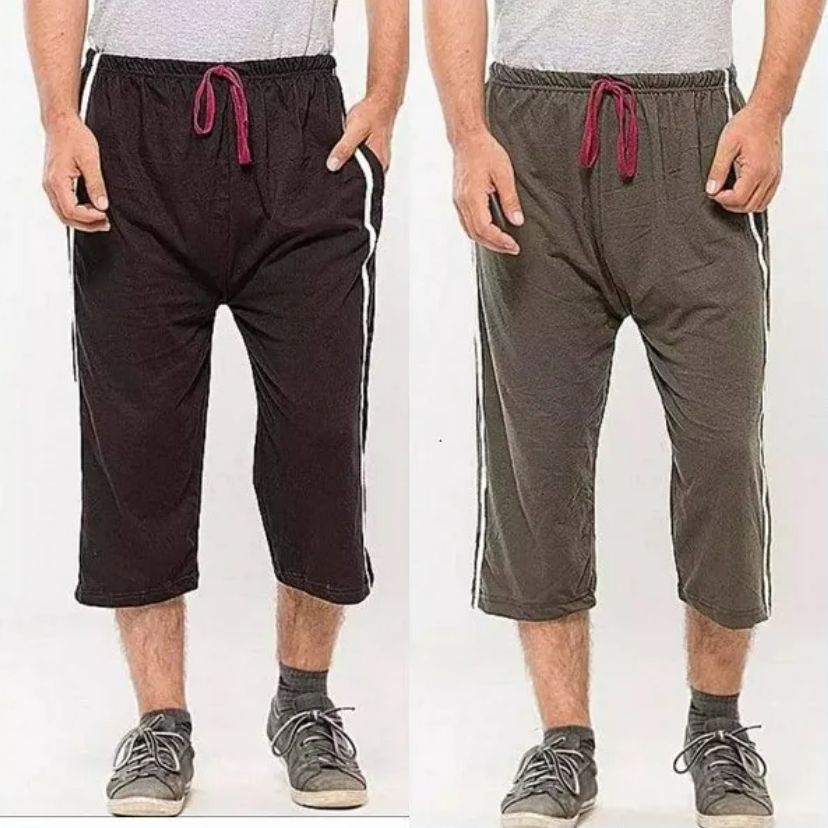 Pack of Two - Three Quarter Jersey Shorts For Men, Quarter Shorts for Summer Wear