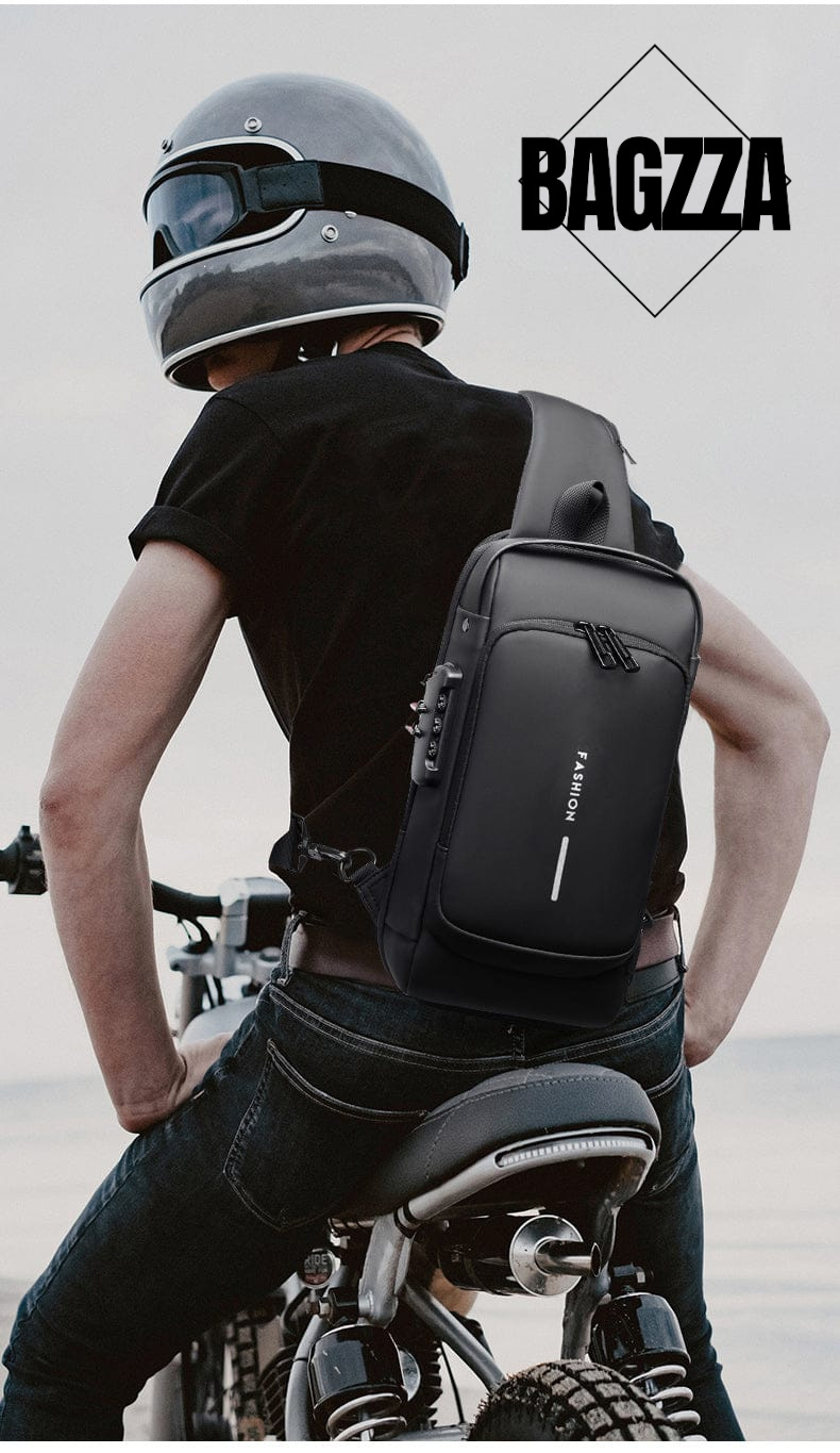 Waterproof Nylon Anti-Theft Sling Side Bag for Men - USB Port Crossbody Chest Pack with Scratch-Resistant Finish