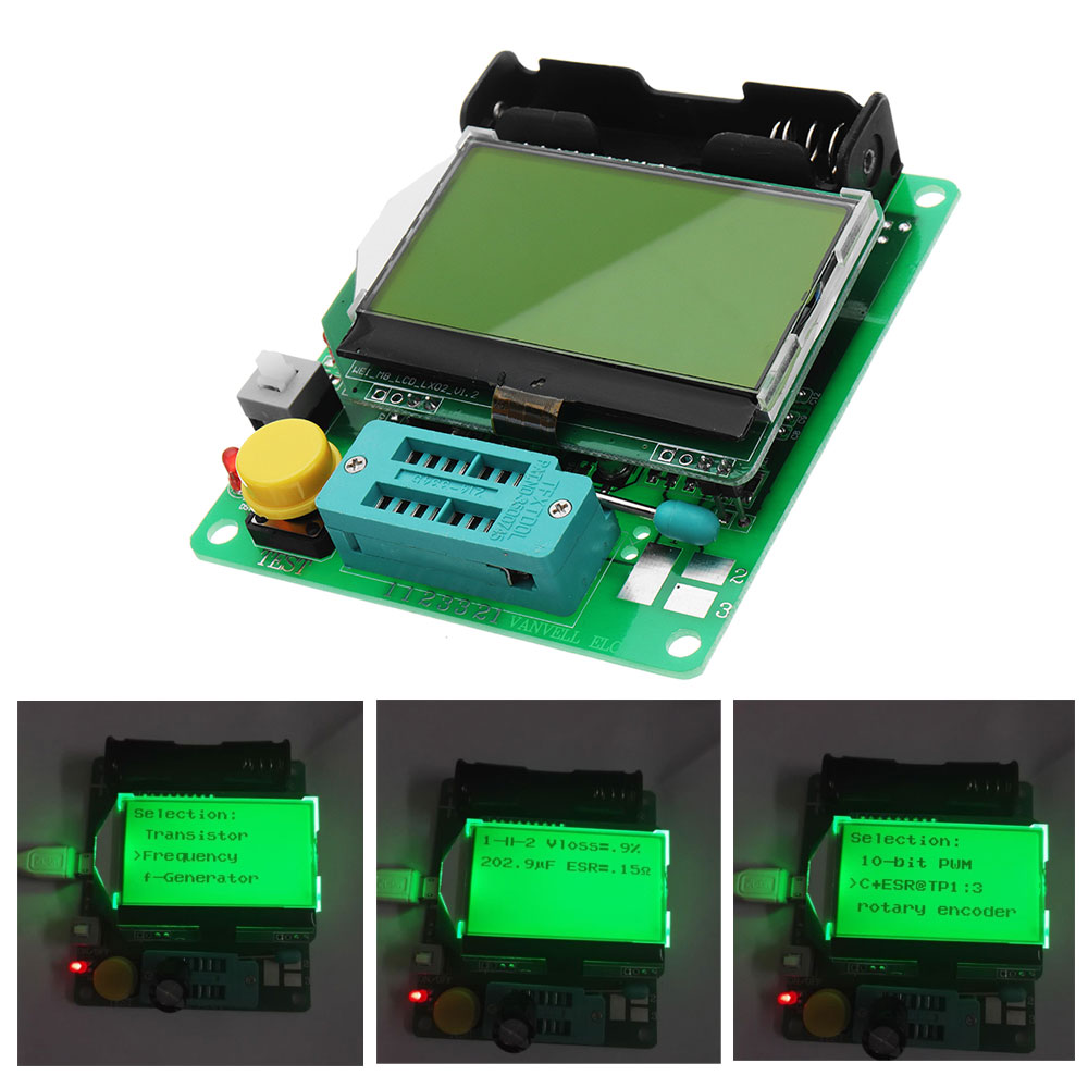 Herramienta M328 3.7V 20mA Transistor Tester LCR Capacitancia ESR Mete