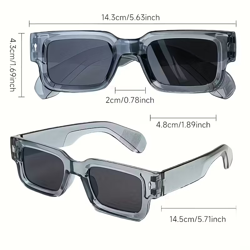 Men's Square Casual Fashion Glasses, Vintage Thick Frame Party Style