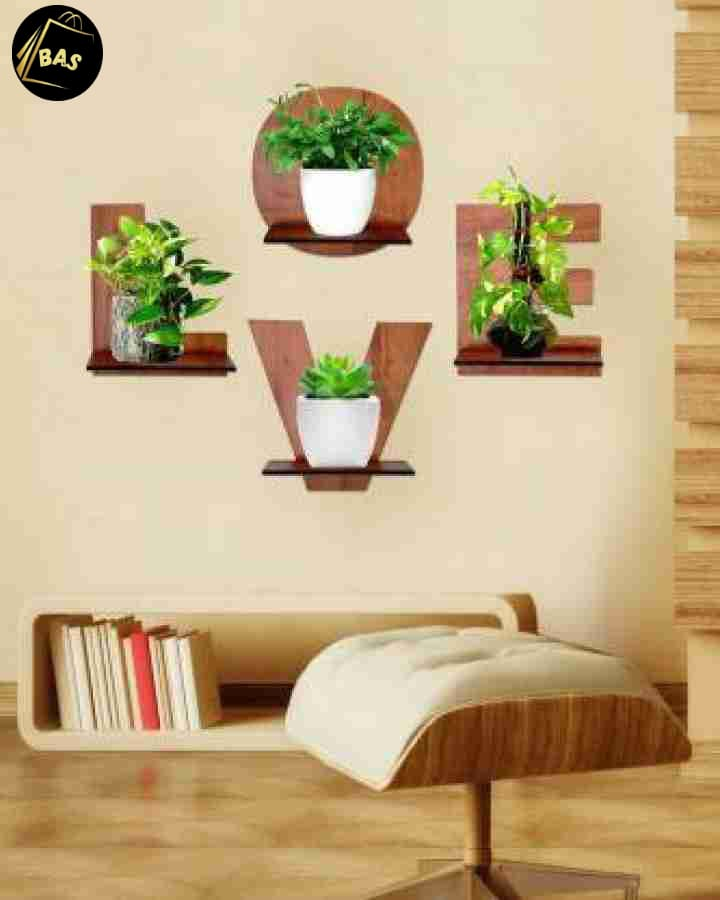 Bilal Accessory Store 3D Love Wooden Shelfs For Wall I Candle Holders I Shelves for wall I Shelf I Shelves I Wooden wall decoration items for home I Decorating items For Home I Decorating items for bedroom I Decoration Pieces I Decoration for wall