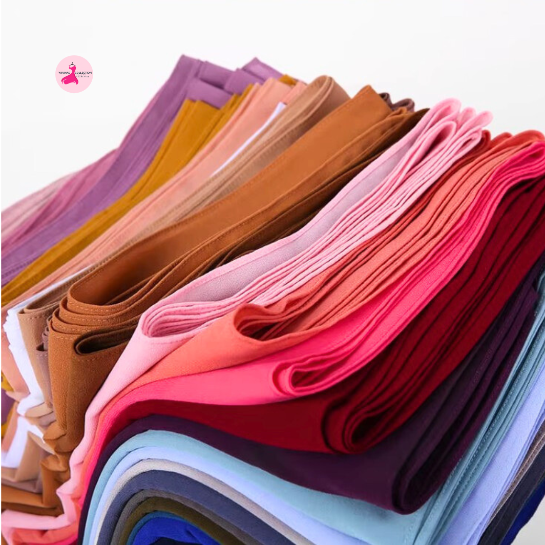 6pc Set Premium Chiffon Hijab Scarves Solid Color Islamic Wrap Shawl Plain Lightweight Modest Wear