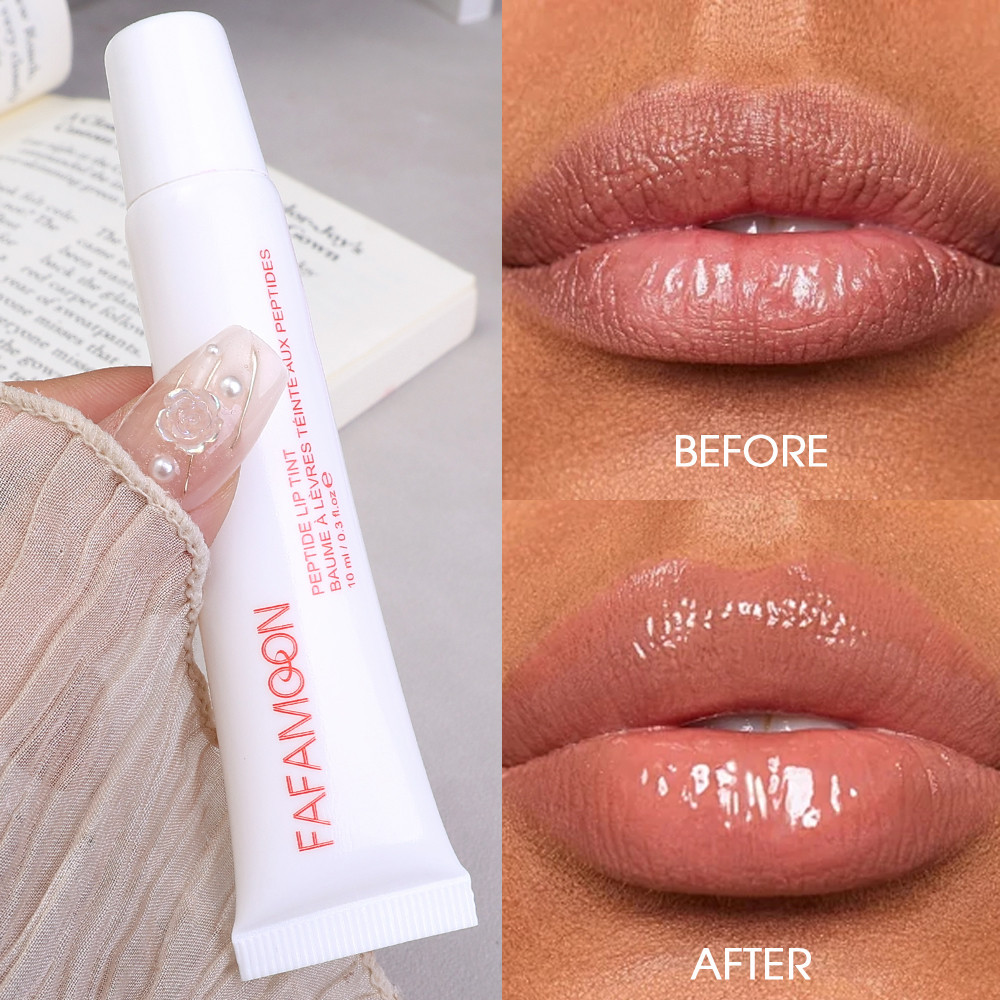 FAFAMOON Peptide Lip Gloss – Long-Lasting, Moisturizing, Non-Stick, No-Budge Lip Stain with Velvet, Mirror Finish – Plumping, Smooth, and Delicate for a Glass-Like Shine – Lip Makeup Cosmetic, Rhode Dupe, Perfect for All-Day Wear – Hydrating