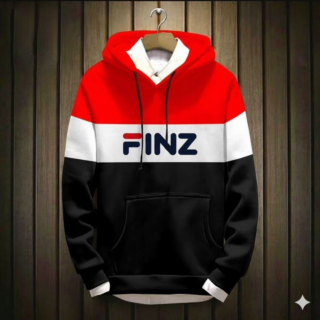 Men Winter Fleece Sweater Hoodie | Free Fire Printed Warm Wear | Color-Block Gaming Style
