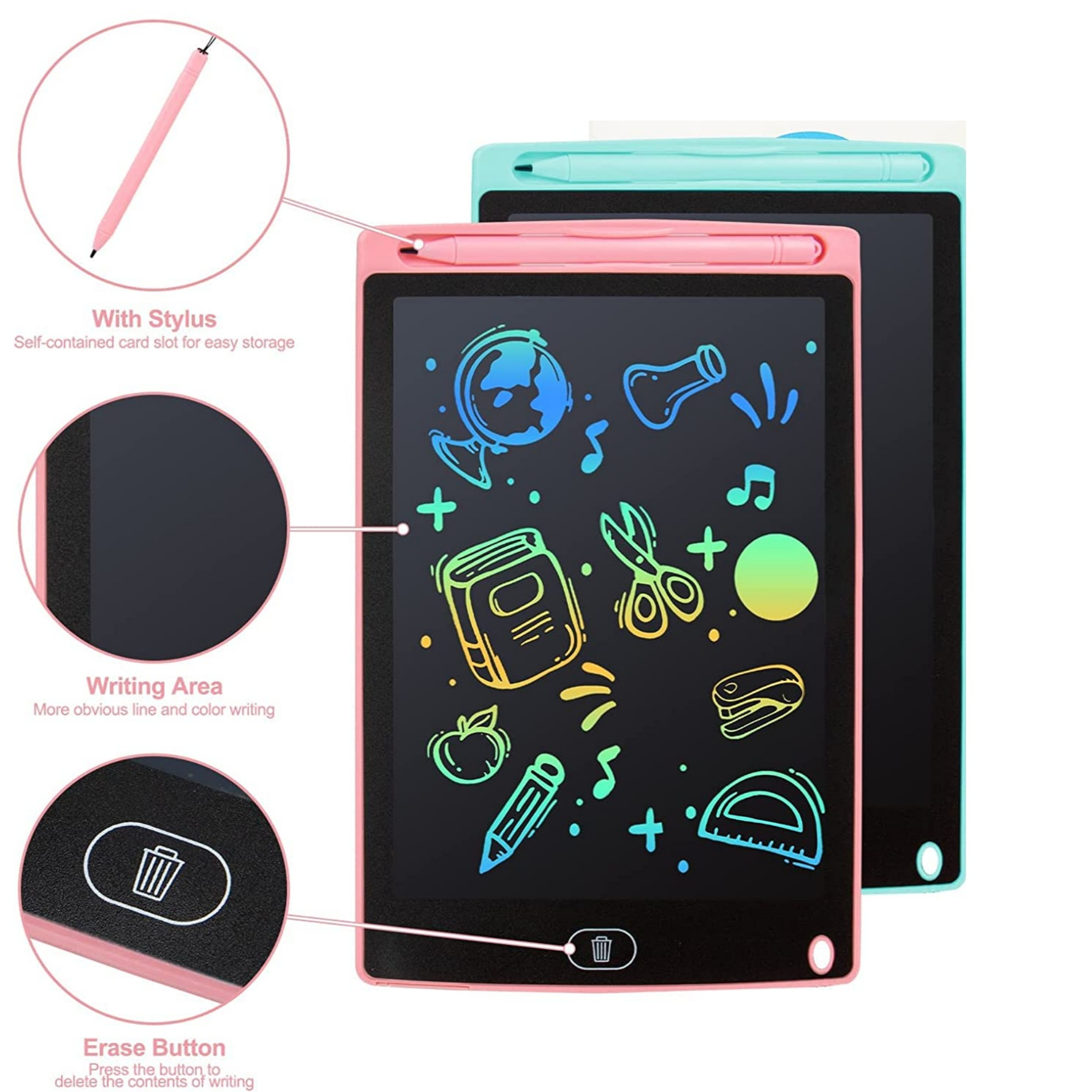 12-Inch LCD Writing Tablet for Kids | Erasable Digital Drawing Pad | Single & Multi-Color Doodle Board | Educational Learning Toy | Best Gift for 3-8 Year Old Boys & Girls