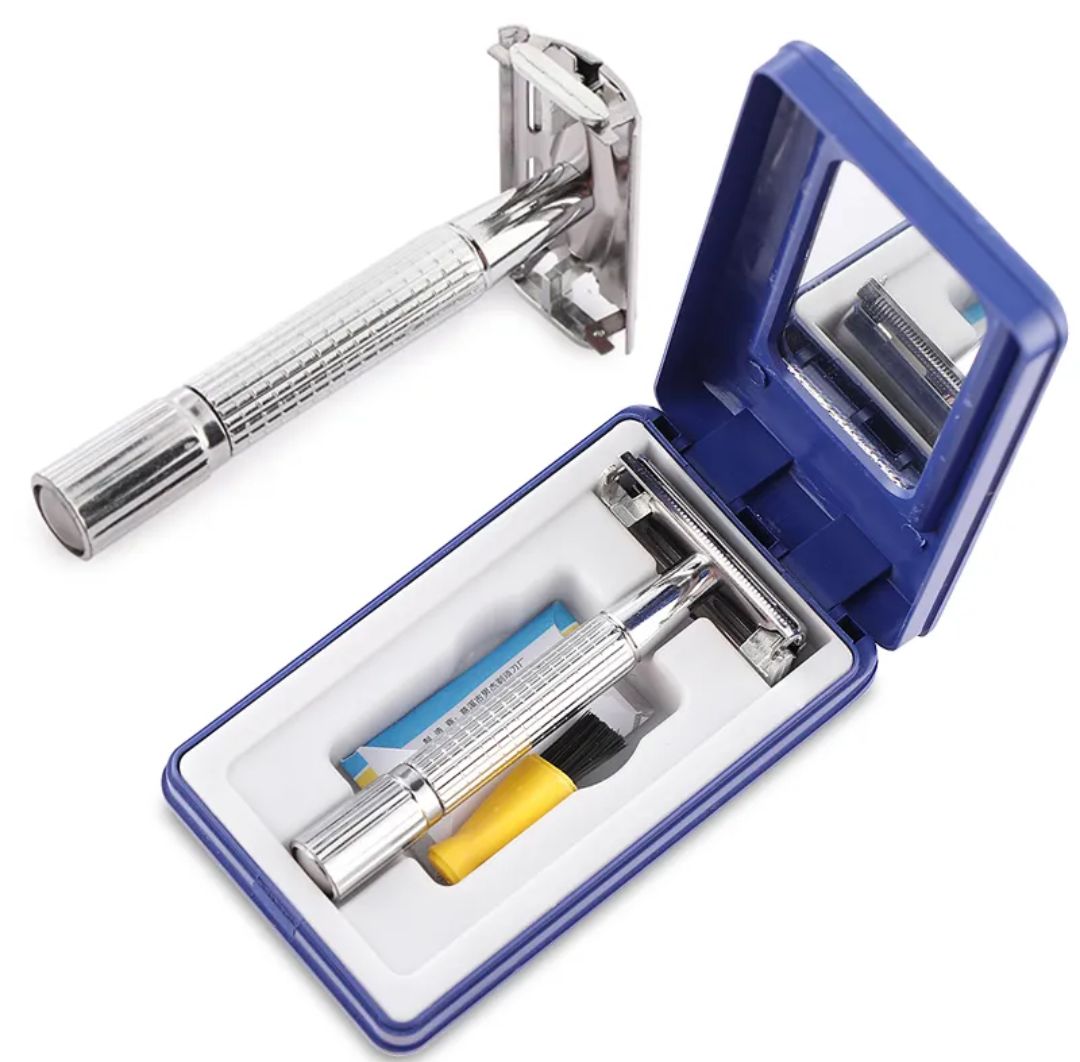 1 Set Safety Double Edge Razor For Men Barber Straight Razor Men's Shaving Face Razor Blades Shaving Tweezers | Health Beauty Hair Removal Accessories
