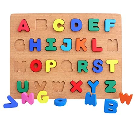 Wooden Capital ABC Learning Board, Montessori Alphabet Learning Puzzle, Preschool Learning Puzzle, Early Learning Educational Toy