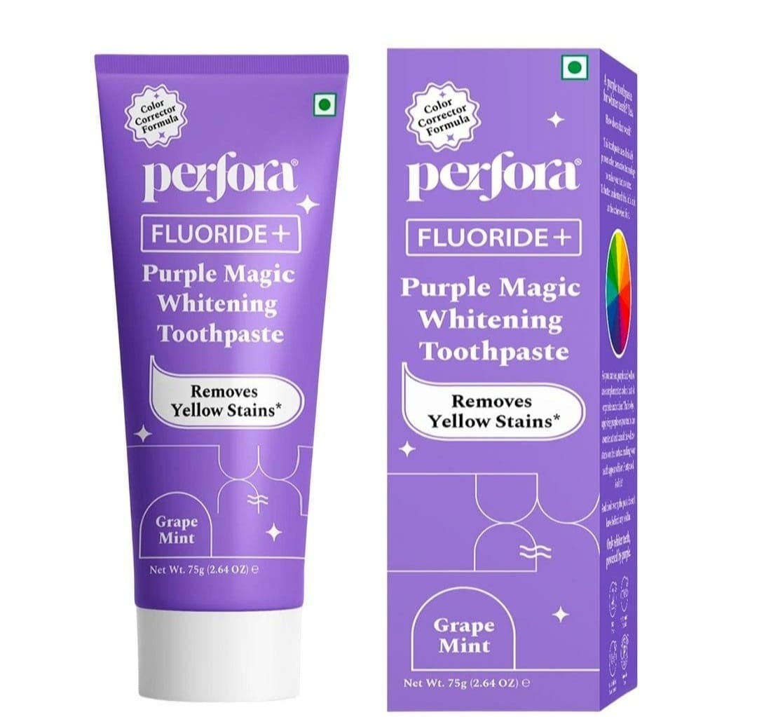Perfora Purple Whitening Toothpaste-75g | Purple Toothpaste For Teeth Whitening | Teeth Stain Remover | Enamel Safe & Effective Teeth Whitener Oral care | Grape Mint