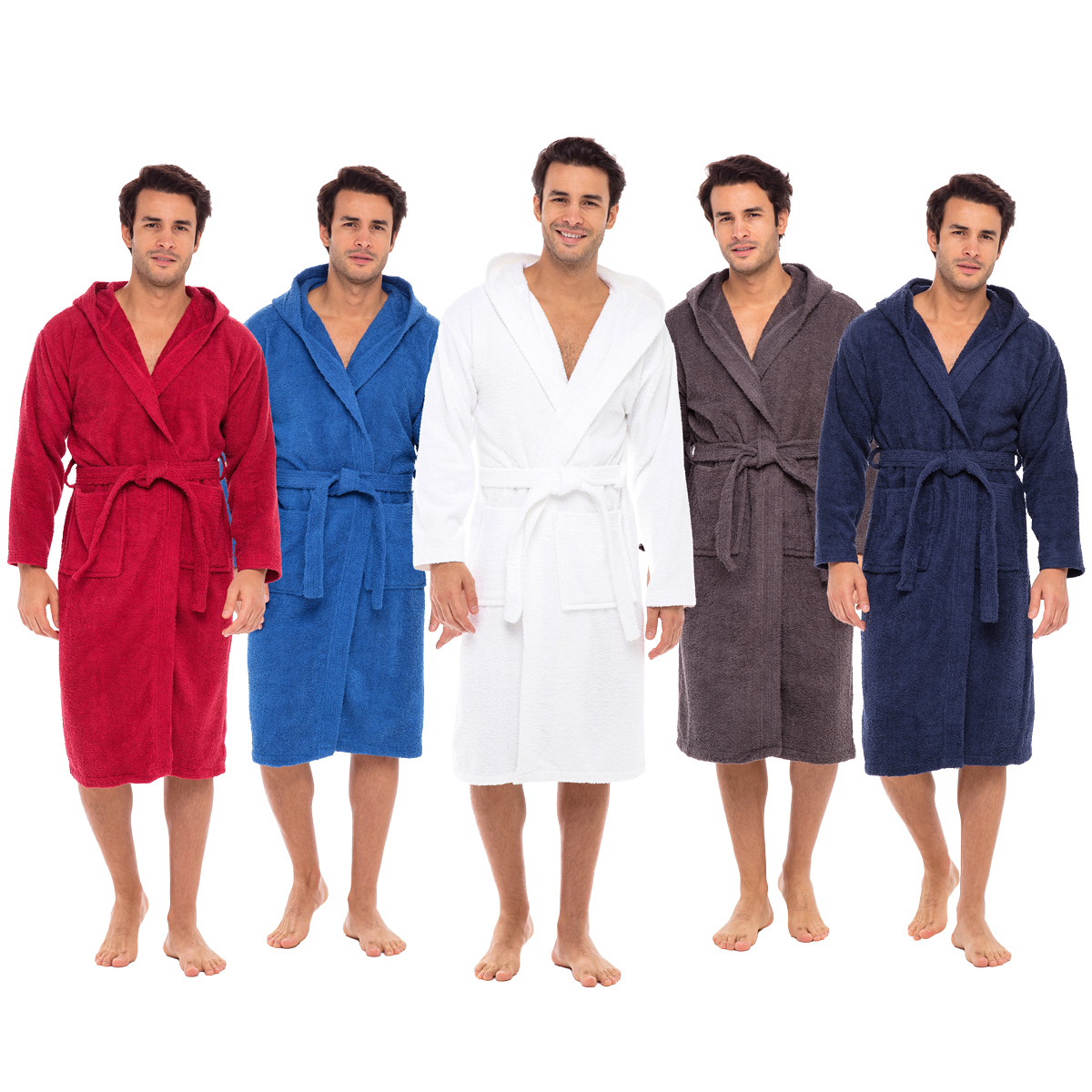 Hooded Bathrobe For Men/ WOMEN 100% Cotton Terry Bathrobes with Hood Towel Spa Robe ( Multicolour)