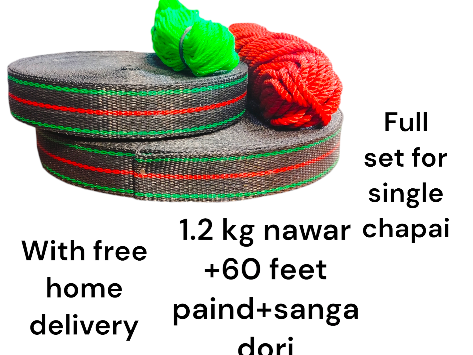 Black Nylon Pati Nawar – Strong Plastic Strap for Charpai, Fixed Beds & Chairs