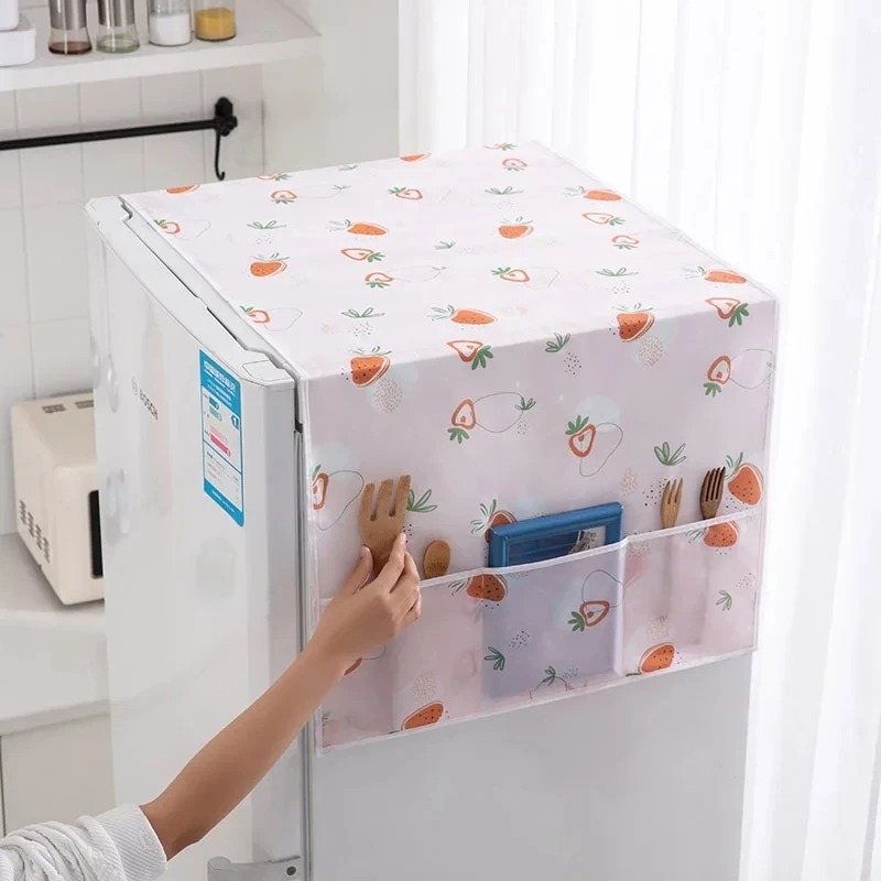 New Imported Waterproof Refrigerator Dust Cover Multi-purpose Covers Freezer Cooler For Home Appliances With Pockets Storage Bag Household Portable Dust Fridge Top  Cover