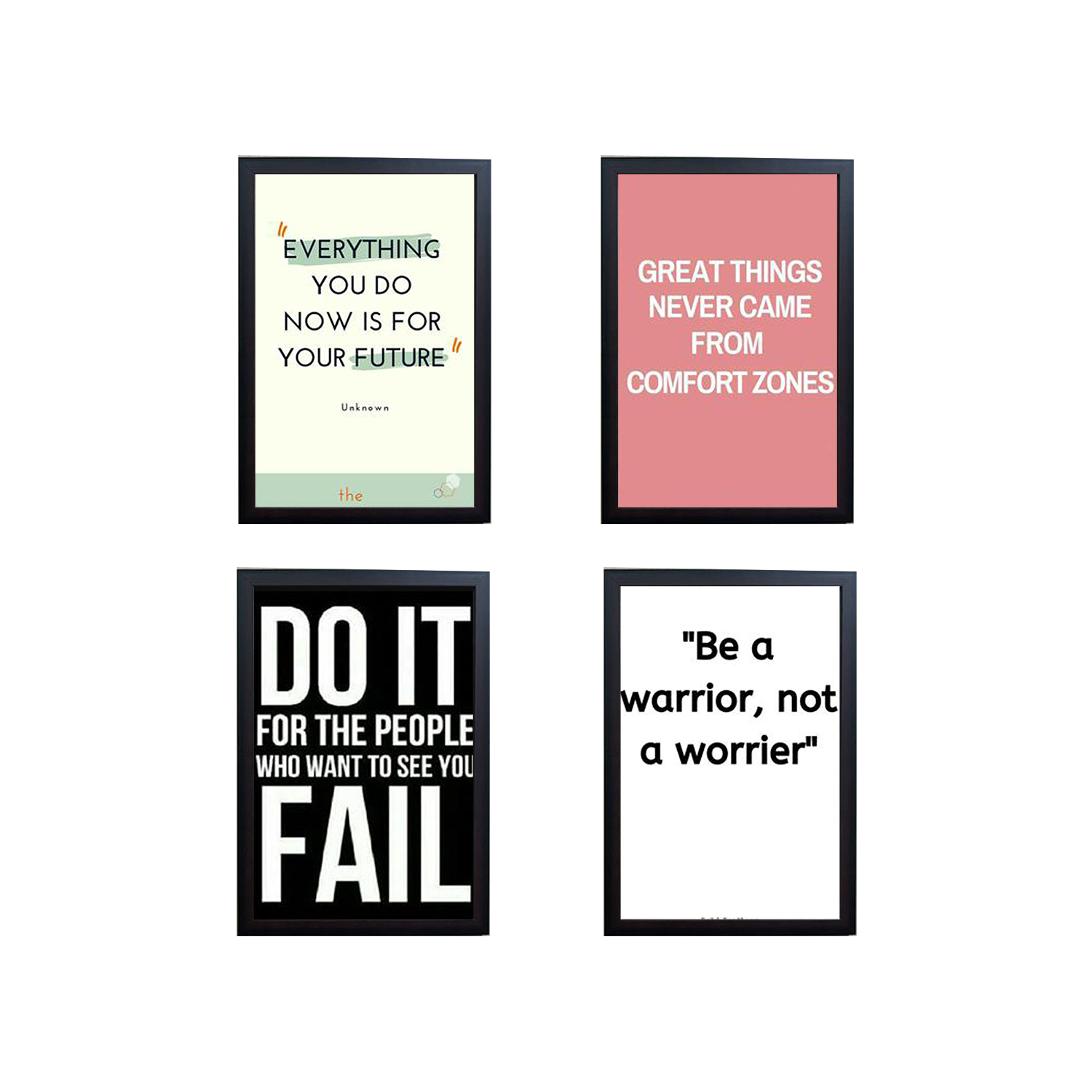 Pack of 4 Motivational Quote Photo frames set , BLACKSQUARE, Perfect