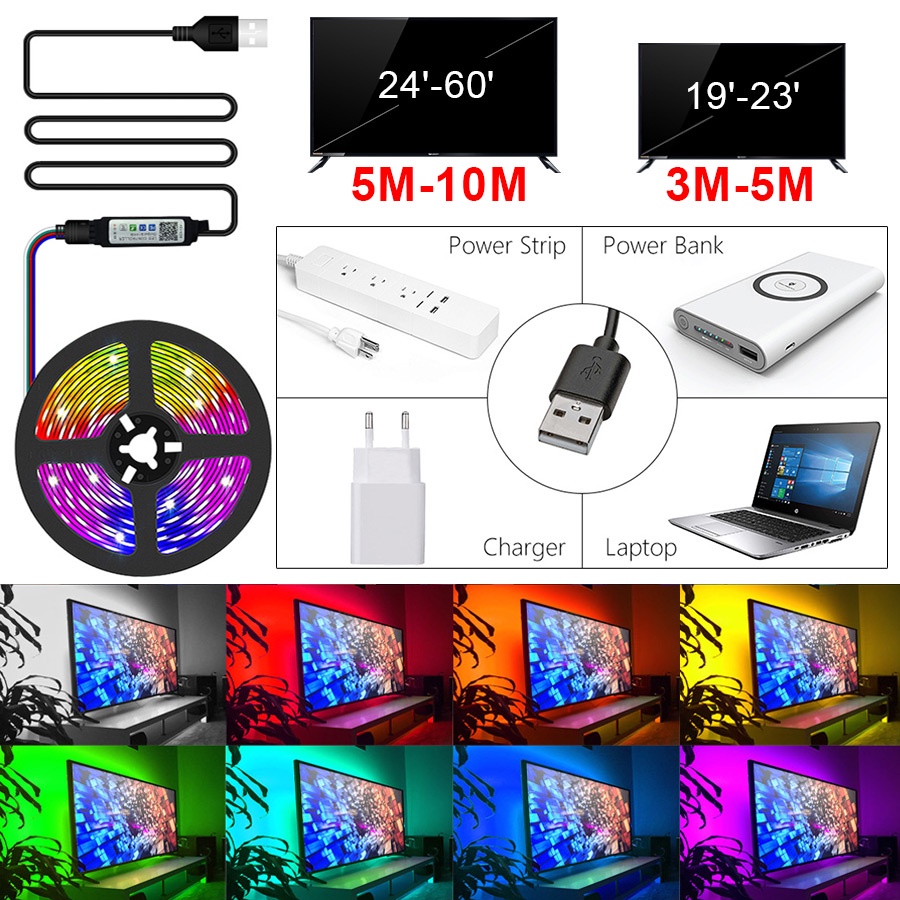 Twilight RGB 5050 LED Strip Light 2M, Adhesive, Mobile app Control, Multi Color Changing Smart LED Lights for Room, TV Backlight, Gaming Setup, Music Sync, Remote Control Decoration Lights