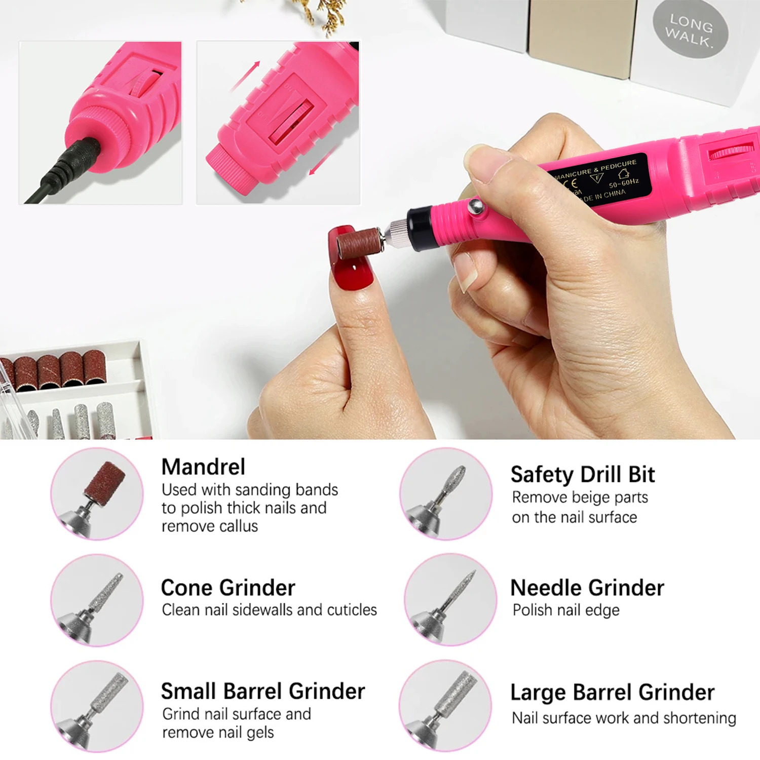 TYMO Strong Electric Nail Sander Nail Drill Machine Grinding Equipment Milling Cutter For Manicure Pedicure Polishing Tools