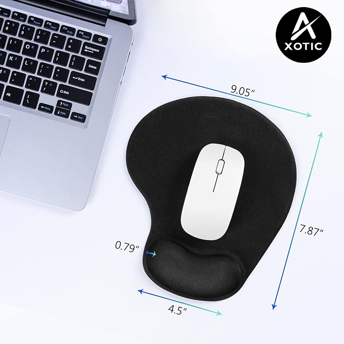 Axotic Mouse Mat with Gel Cushion, Washable Mouse Mat, Ergonomic Mouse Pawith Wrist Pad, Hand Rest, Easy Pain Relief, Non-Slip, Durable for Computer, Laptop, Notebook, Black