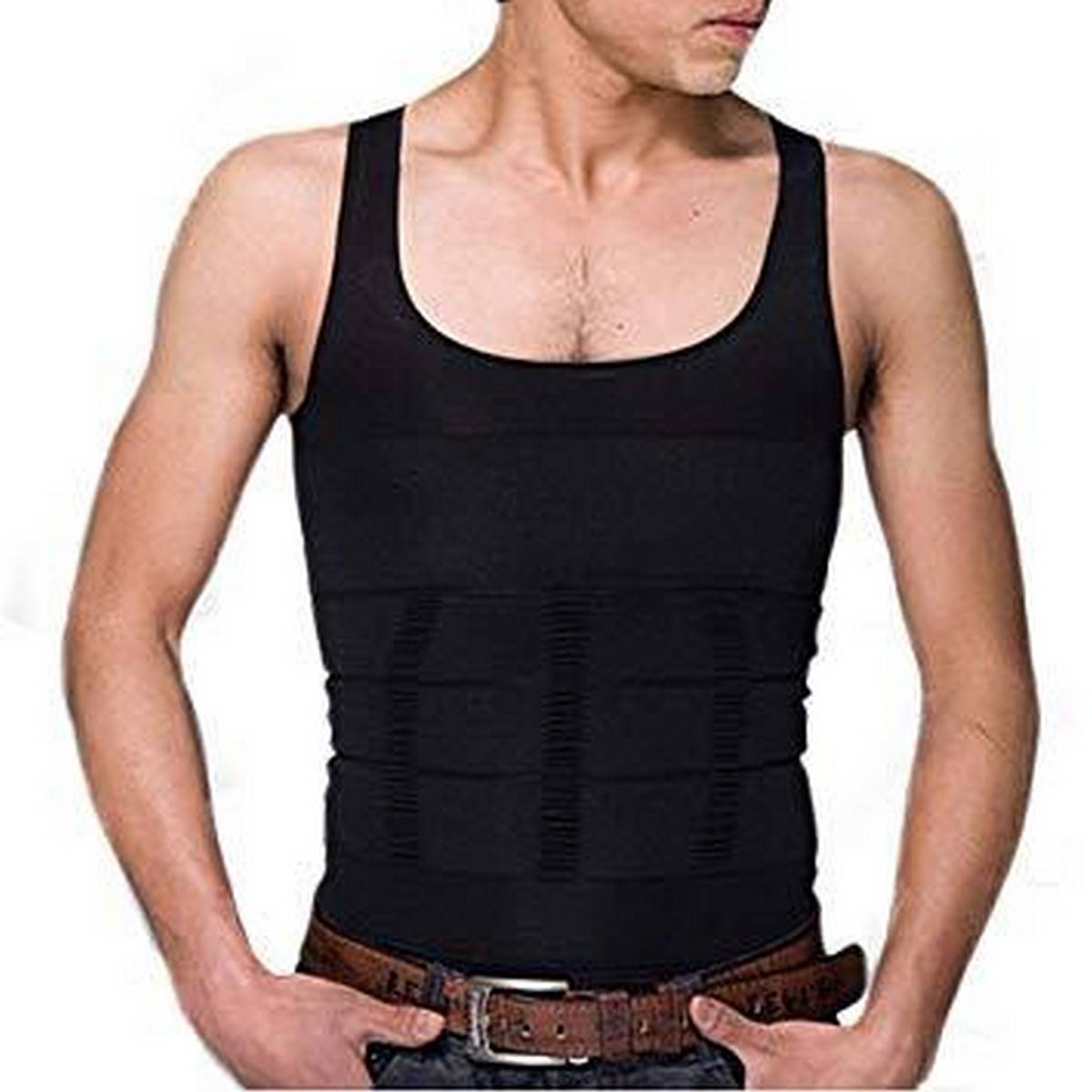 Men Black Cotton Undershirts - Bunyan 